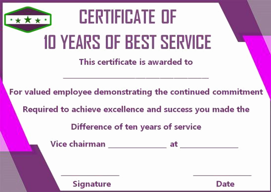 Service Awards Certificates Template Best Of 10 Years Service Award Certificate 10 Templates to Honor