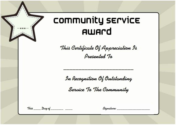 Service Awards Certificates Template Fresh Munity Service Certificate Of Appreciation