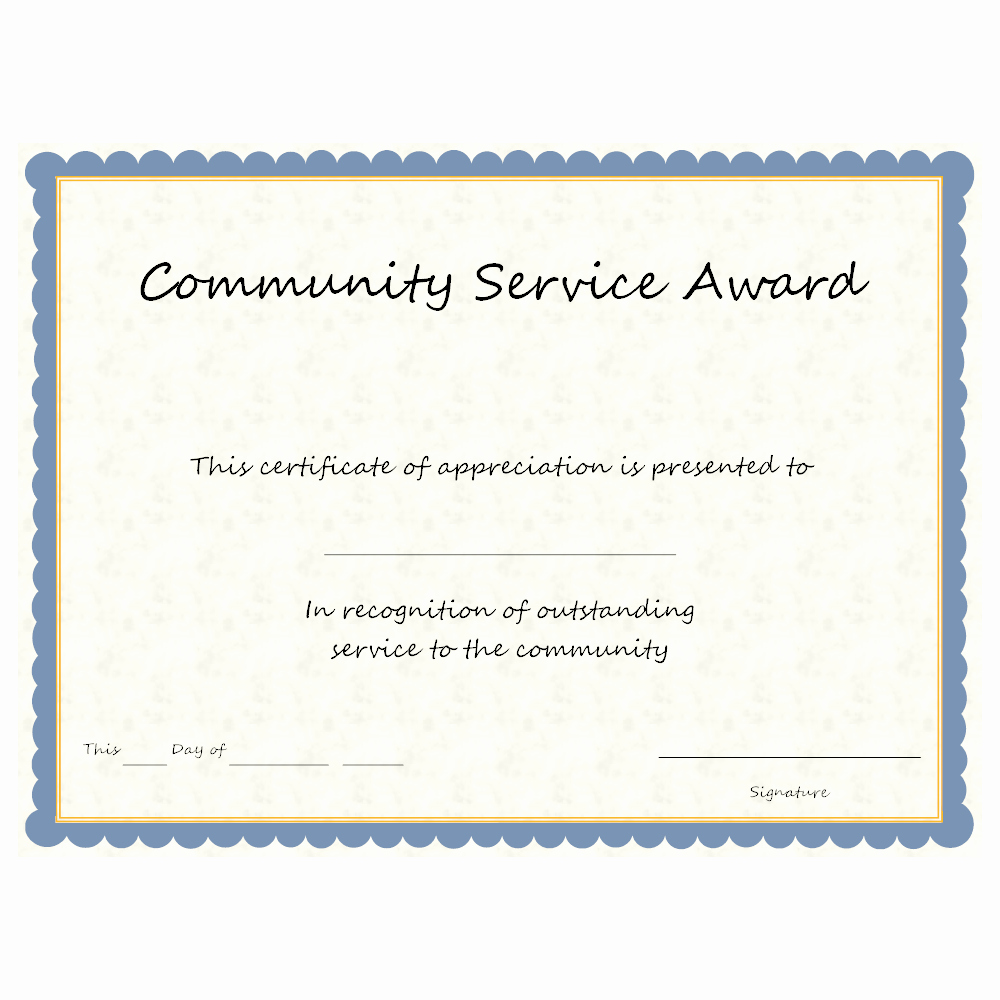 Service Awards Certificates Template Lovely Munity Service Award Doc Pdf Cummunity Service Certificate