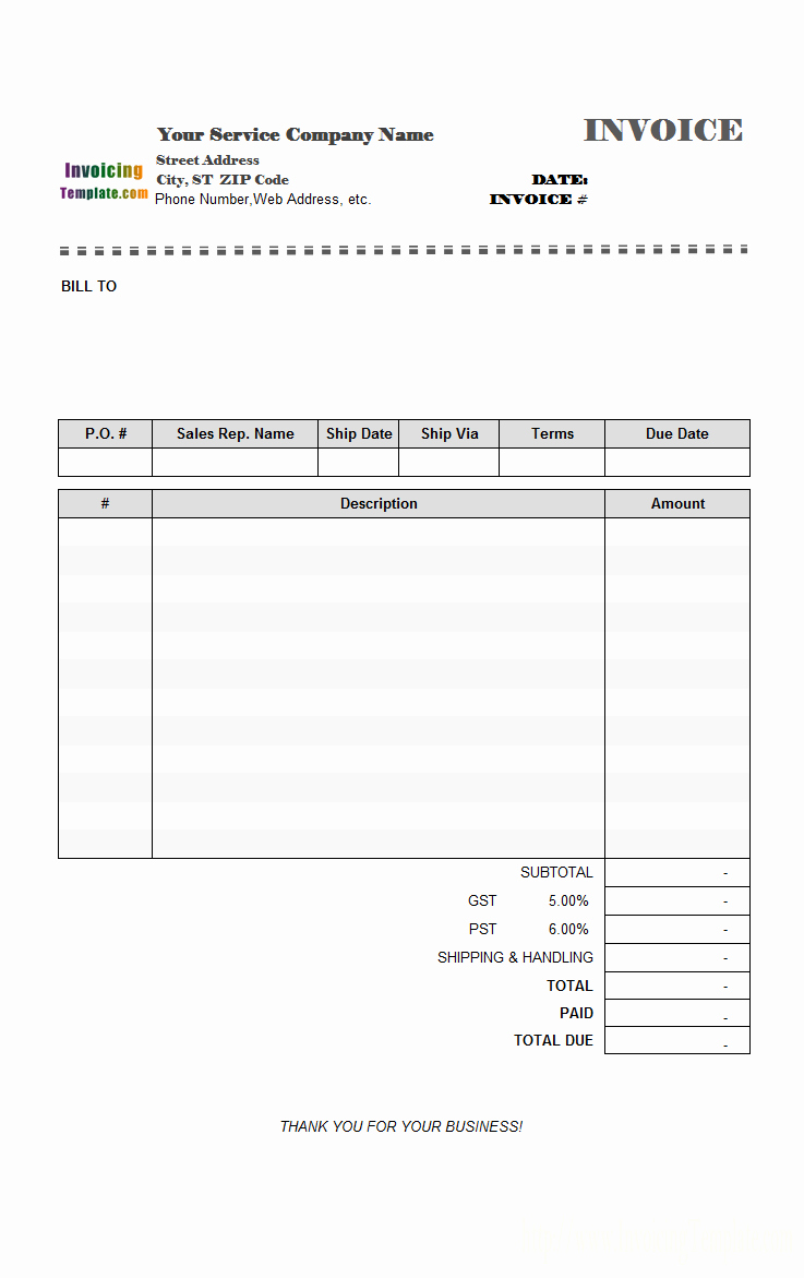 Services Rendered Invoice Template Awesome Blank Service Invoicing Template