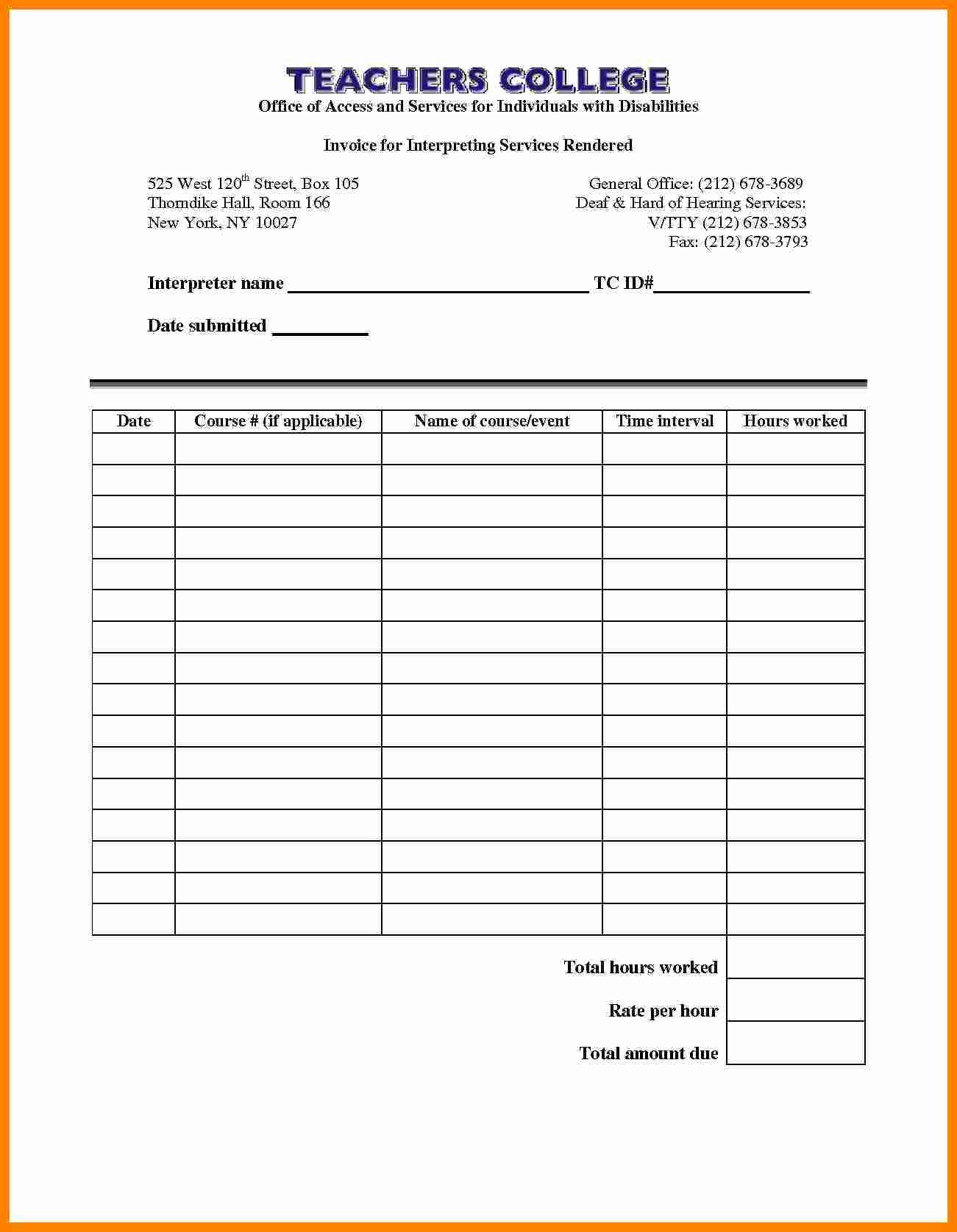 Services Rendered Invoice Template Unique 5 Bill for Services Rendered