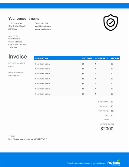 Services Rendered Invoice Template Unique Security Invoice Template Free Download