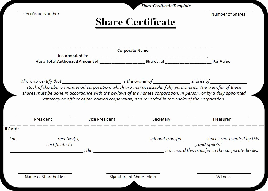 Share Certificate Template Free Download Best Of 10 Certificate Templates