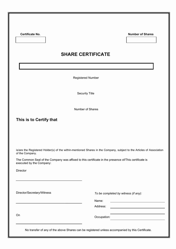 Share Certificate Template Free Download Elegant 21 Stock Certificate Template Free Download