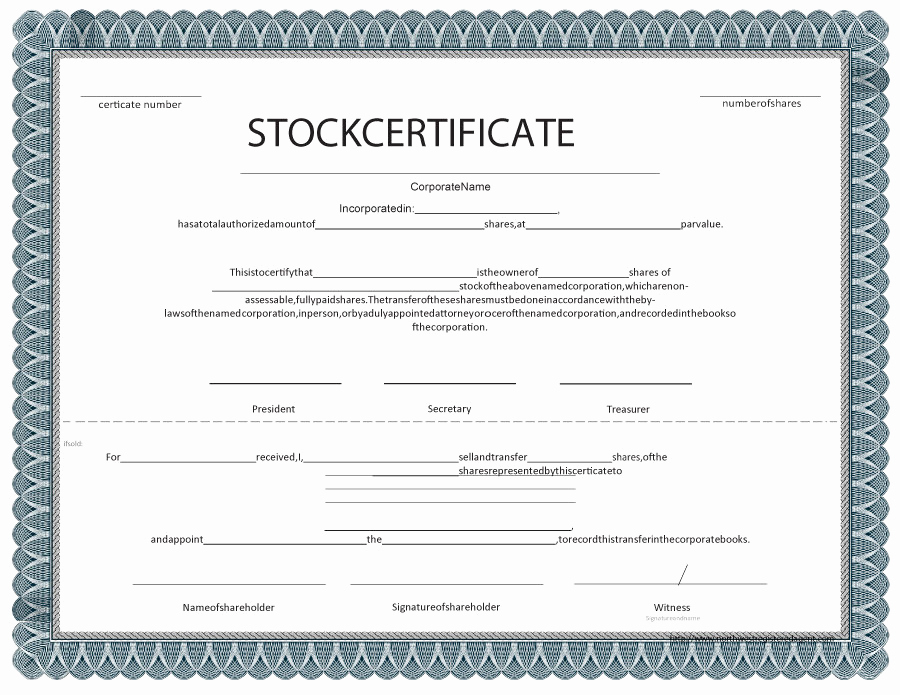 Share Certificate Template Free Download Elegant 40 Free Stock Certificate Templates Word Pdf Templatelab