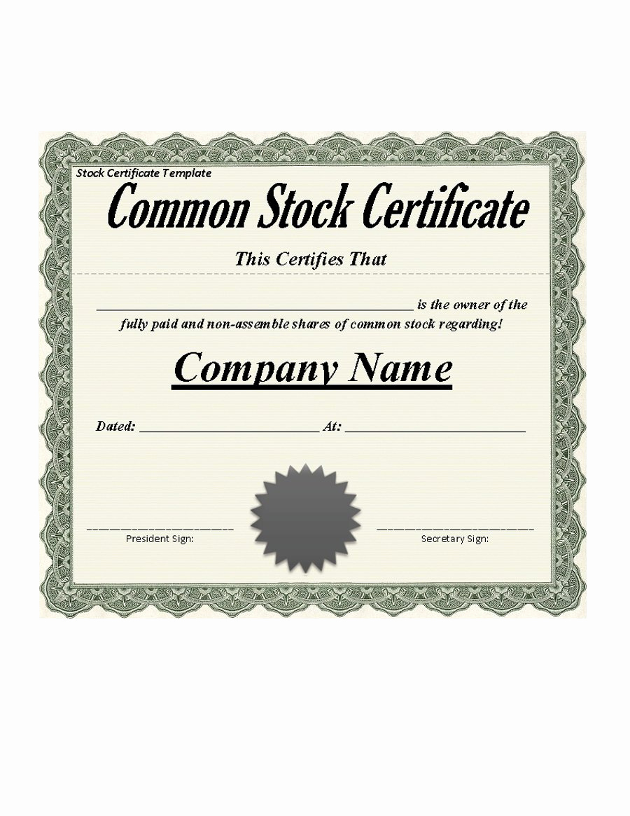 Share Certificate Template Free Download Elegant 41 Free Stock Certificate Templates Word Pdf Free