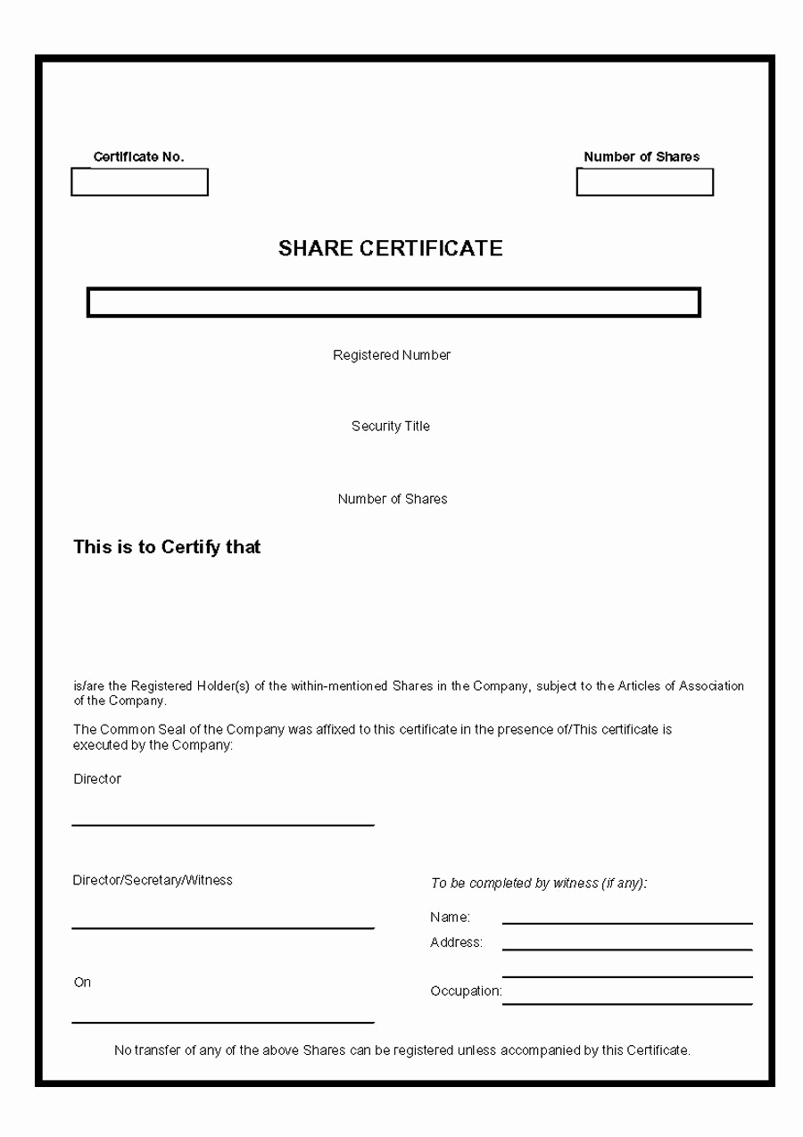 Share Certificate Template Free Download Elegant Stock Certificate Template Free Download