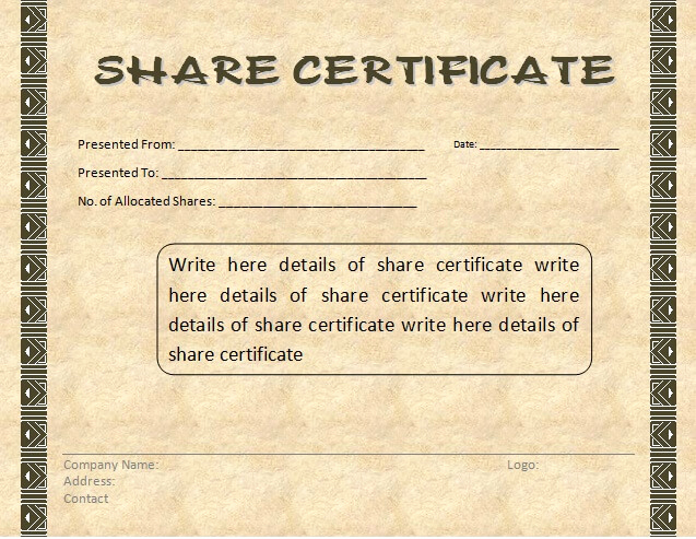 Share Certificate Template Free Download Fresh Certificate Templates