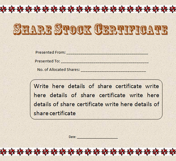 Share Certificate Template Free Download Unique 22 Stock Certificate Templates Word Psd Ai Publisher