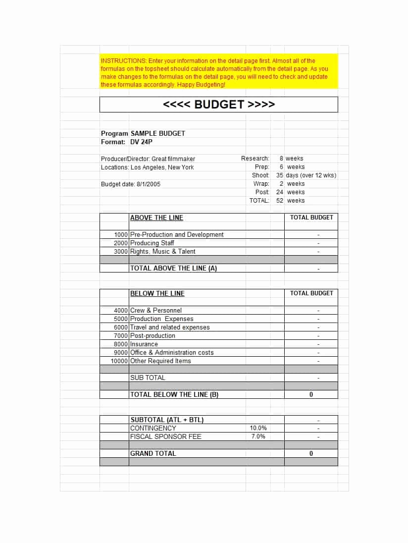 Short Film Budget Template Awesome 33 Free Bud Templates Excel Word Template Lab