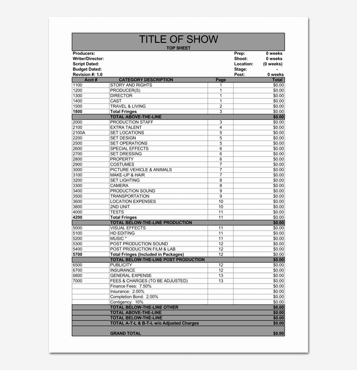 Short Film Budget Template Elegant Bud Template 10 for Excel Sheet &amp; Pdf format