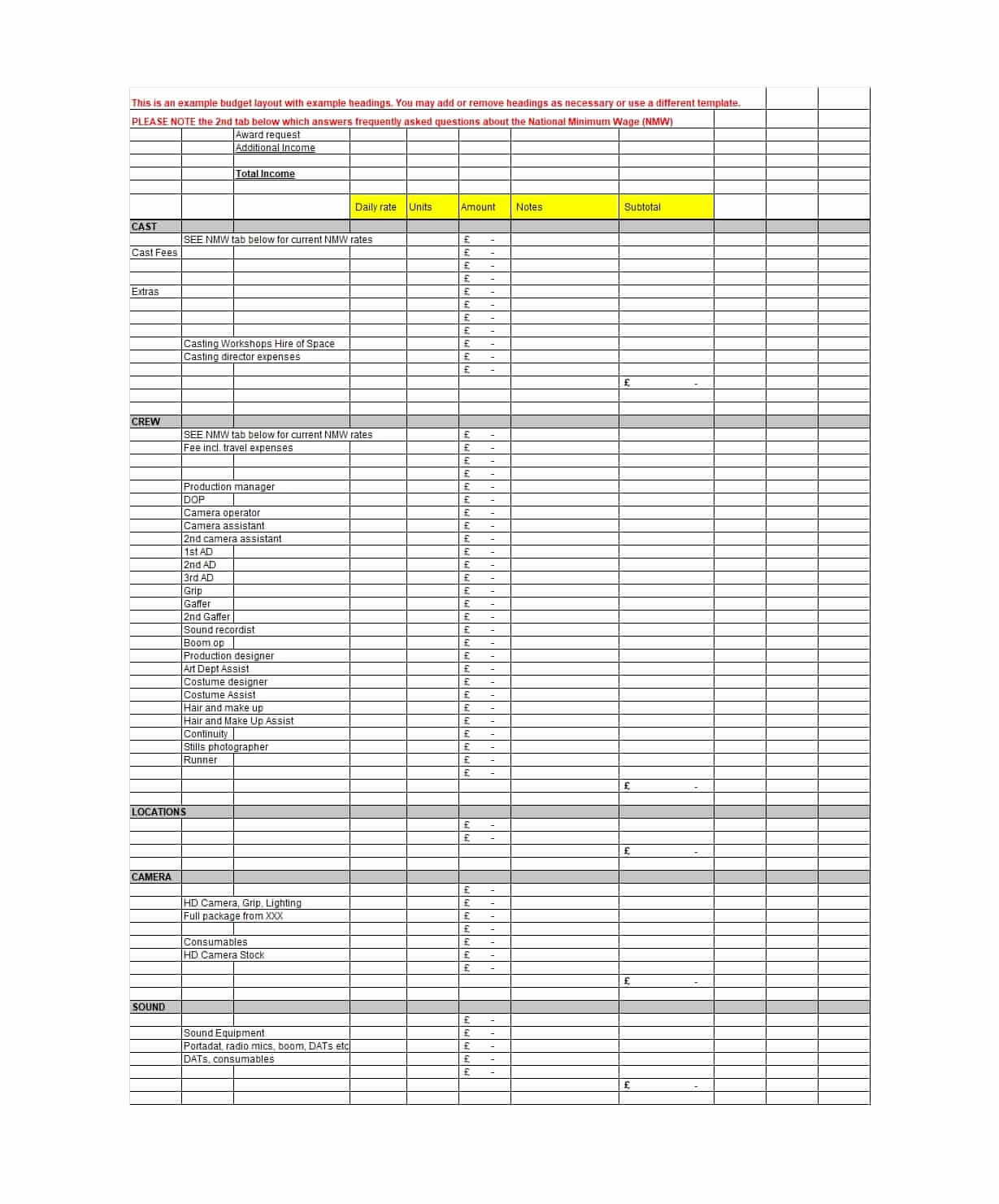 Short Film Budget Template New 33 Free Bud Templates Excel Word Template Lab