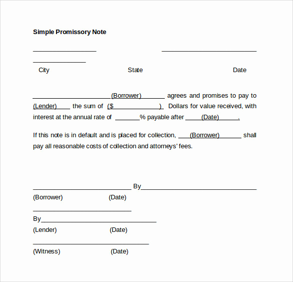 Simple Promissory Note Template Beautiful Free 17 Promissory Note Templates In Ms Word