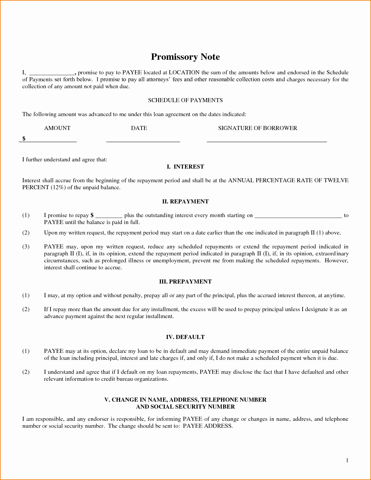 Simple Promissory Note Template Best Of 5 Simple Promissory Note Template