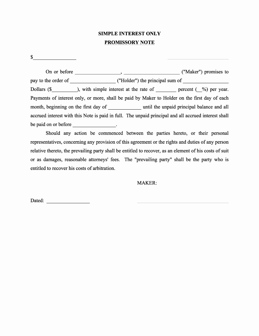 Simple Promissory Note Template Lovely 45 Free Promissory Note Templates &amp; forms [word &amp; Pdf]
