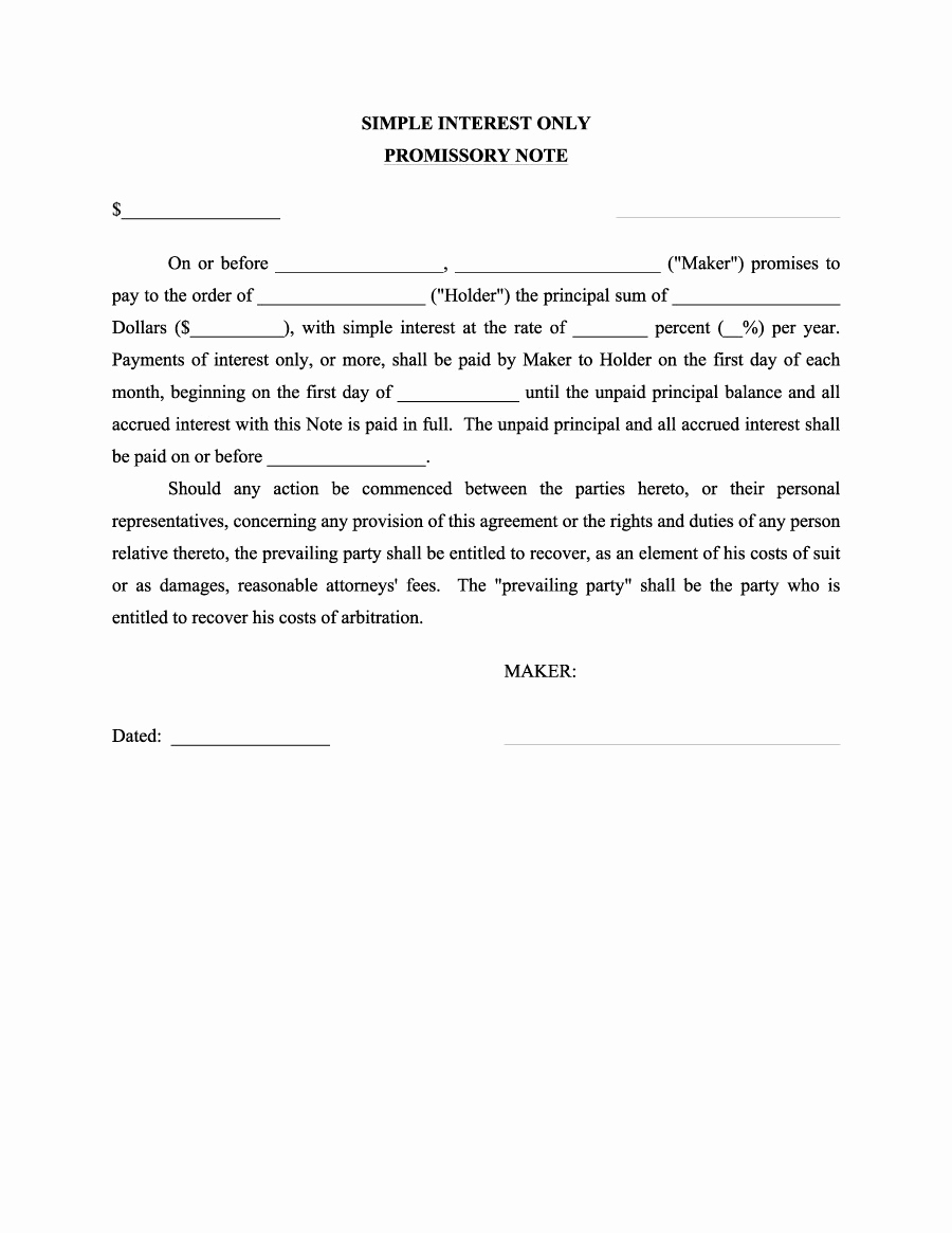 Simple Promissory Note Template Lovely 45 Free Promissory Note Templates &amp; forms [word &amp; Pdf]