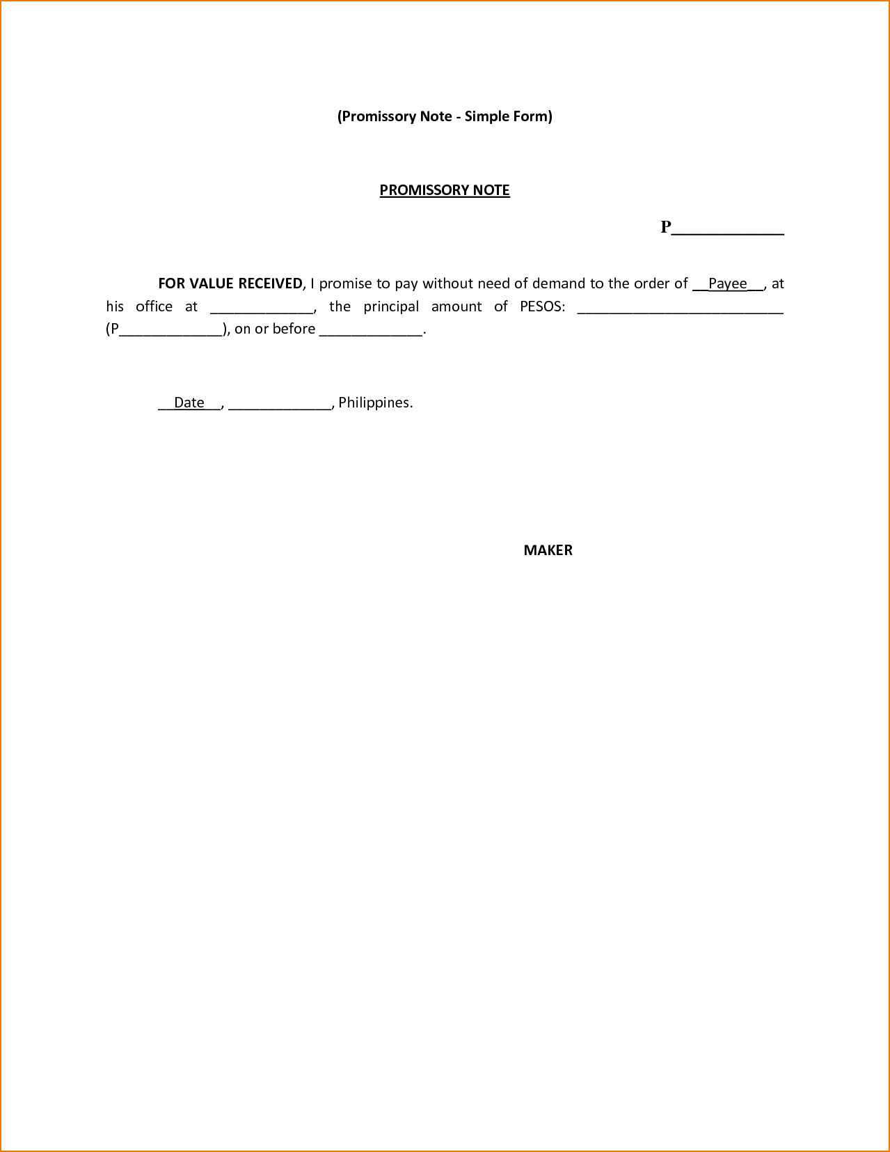 Simple Promissory Note Template Unique 5 Simple Promissory Note Template