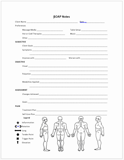 Soap Note Template Massage Inspirational Free Massage forms Of All Kinds