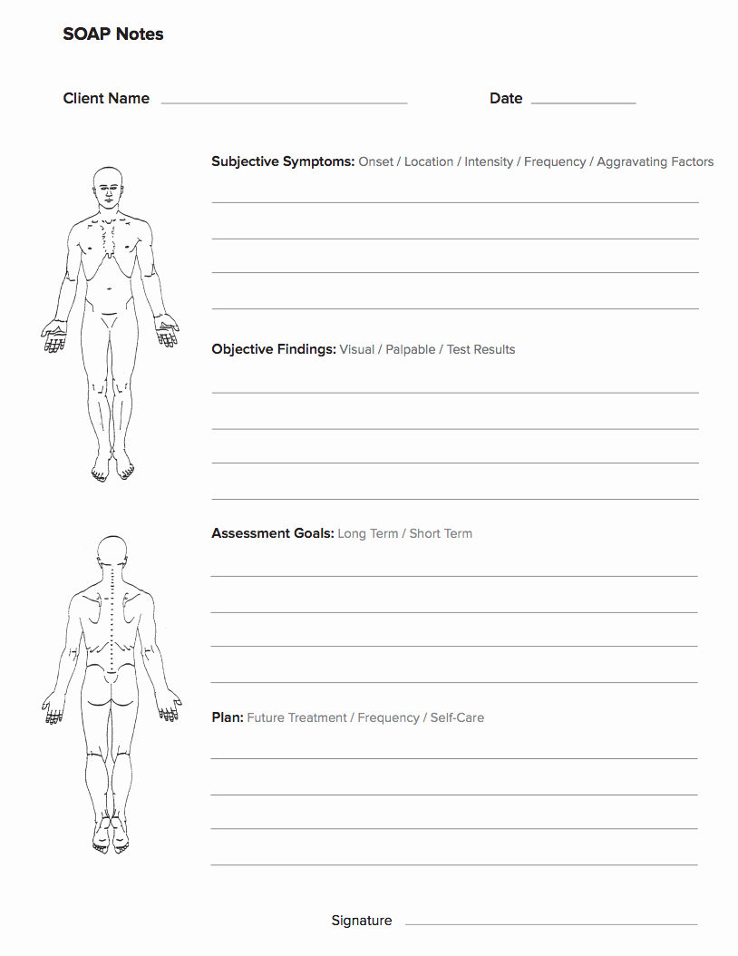 Soap Note Template Massage Lovely Free Massage soap Notes forms Massagebook