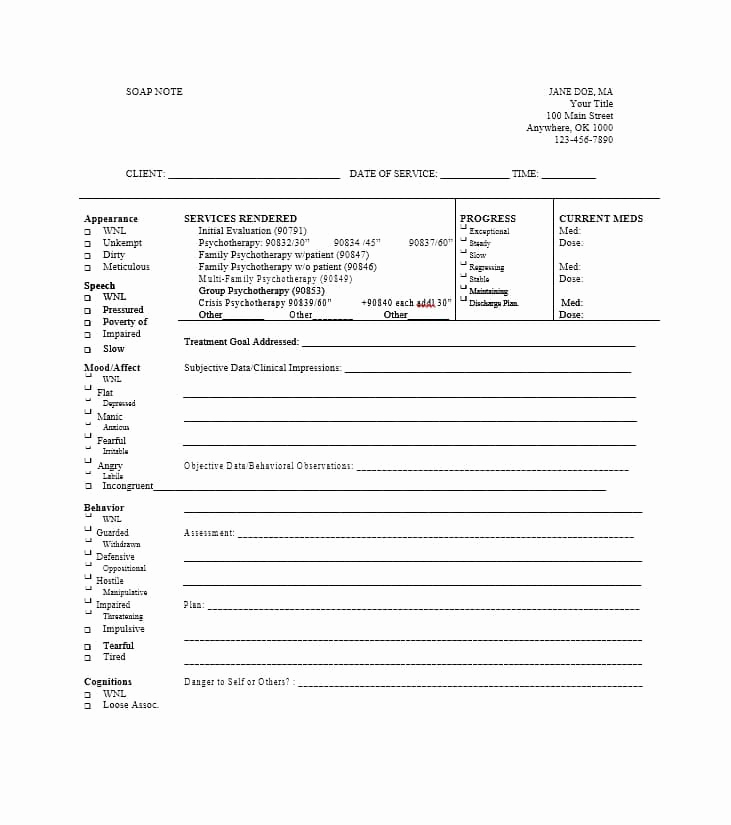 Soap Notes Template Counseling Fresh 40 Fantastic soap Note Examples &amp; Templates Templatelab