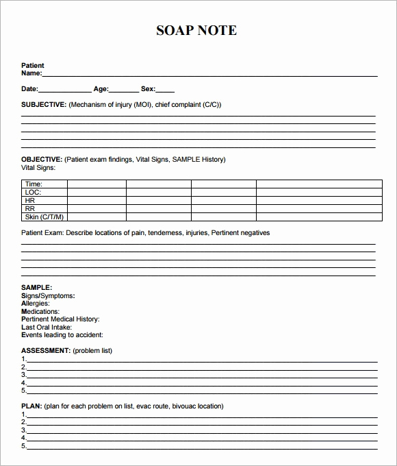 Soap Progress Note Template Best Of soap Notes Template