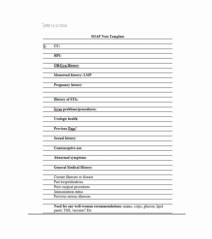 Soap Progress Note Template Elegant 40 Fantastic soap Note Examples &amp; Templates Templatelab