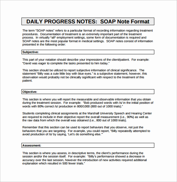 Soap Progress Note Template New Free 15 soap Note Templates In Pdf