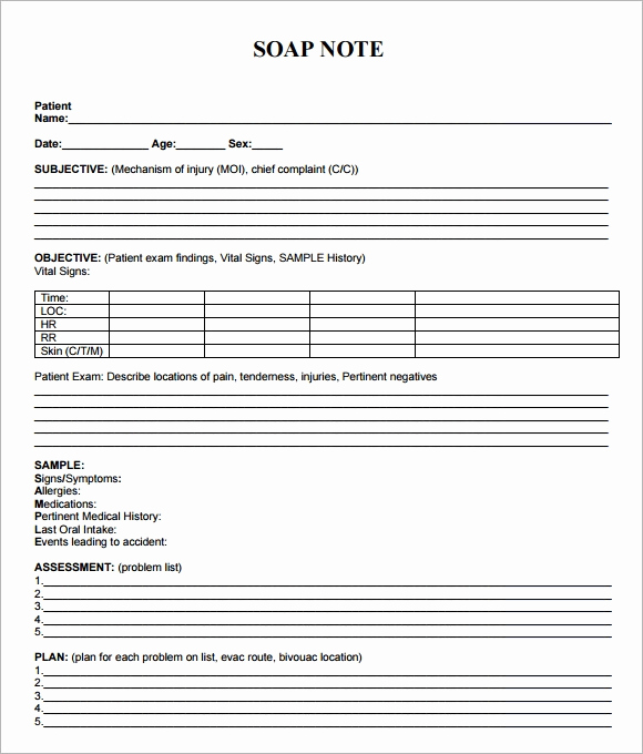 Soap Progress Notes Template Inspirational Free 8 Sample soap Note Templates In Ms Word