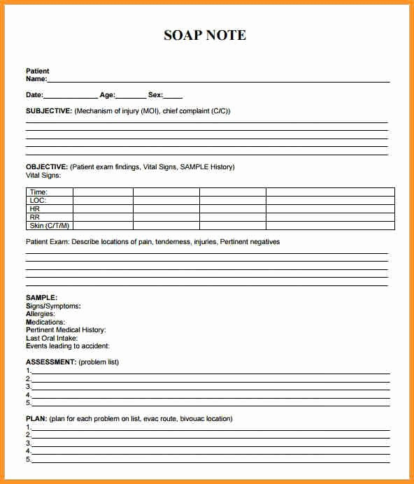 Soap therapy Note Template Elegant Blank soap Note Template Word within Blank soap Note