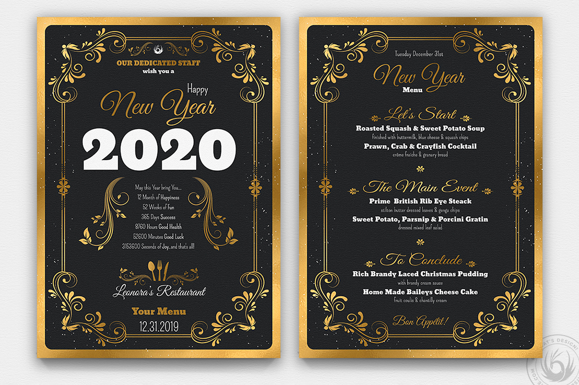 Soul Food Menu Template Elegant New Year Menu Template Psd to Customize with Photoshop