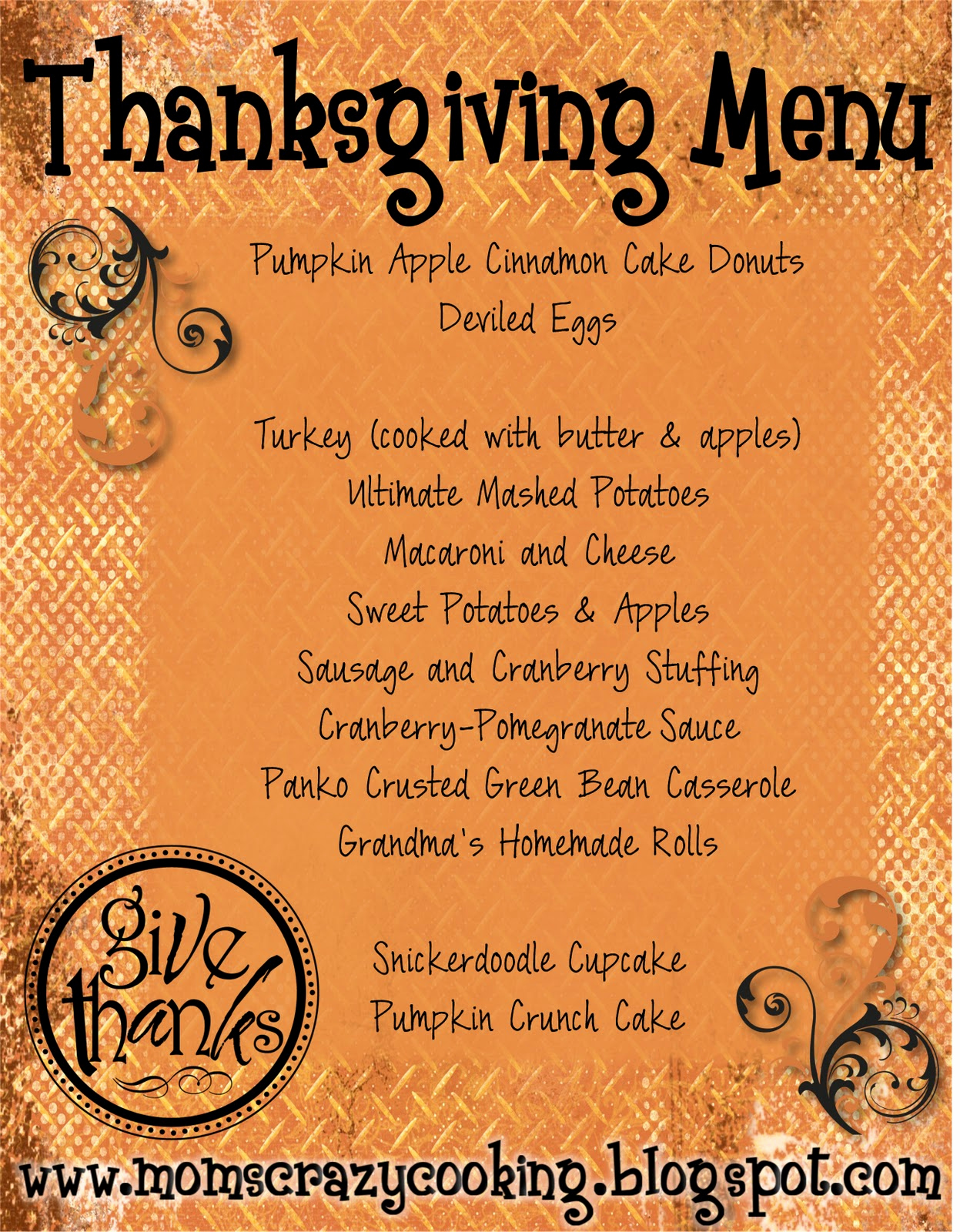 Soul Food Menu Template Unique Moms Crazy Cooking Thanksgiving Turkey Treats &amp; My