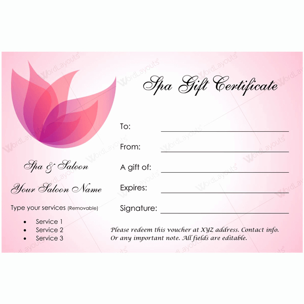 Spa Gift Certificate Template Free Beautiful 50 Spa Gift Certificate Designs to Try This Season