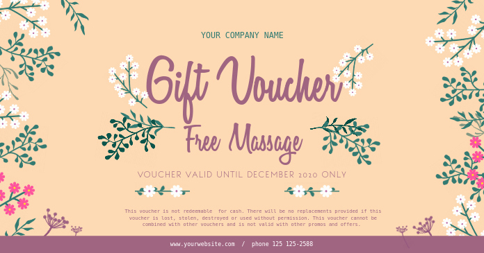 Spa Gift Certificate Template Free Beautiful Floral Spa Gift Voucher Template