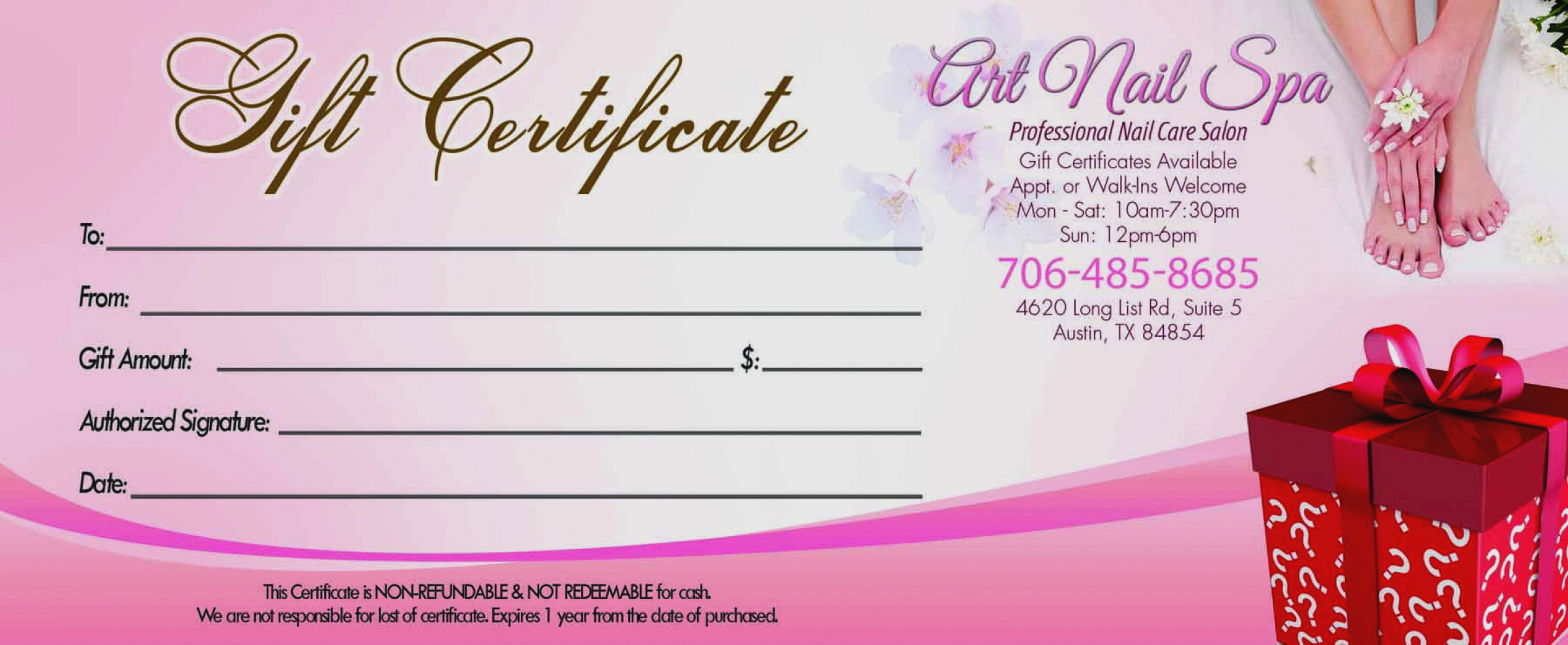 Spa Gift Certificate Template Free Beautiful Gift Certificate Template Nails