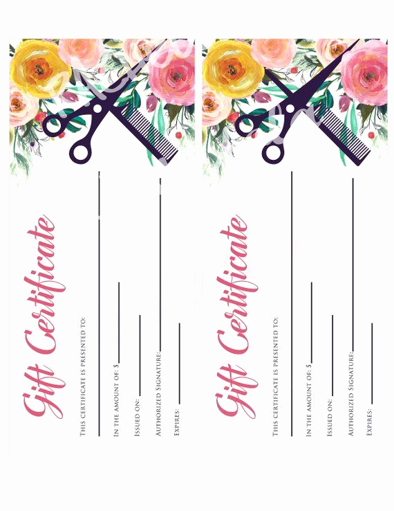 Spa Gift Certificate Template Free Beautiful Hair Salon Watercolor Floral Printable Gift Certificate