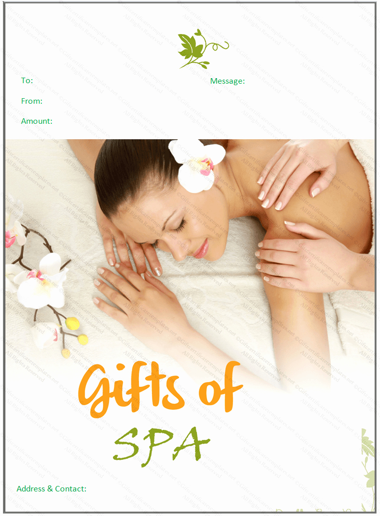 Spa Gift Certificate Template Free New Beautiful Spa T Certificate Template