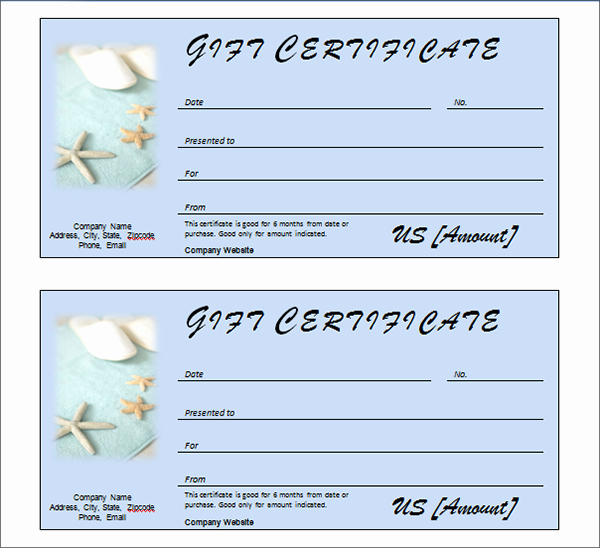 Spa Gift Certificate Template Free New Printable Gift Certificate Templates