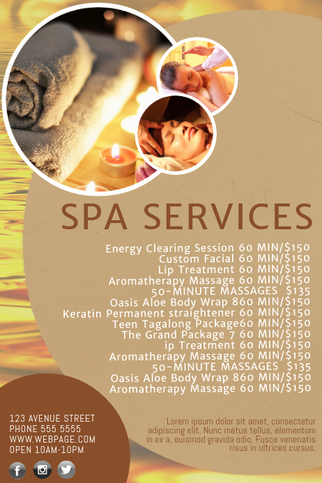 Spa Menu Template Free Awesome Spa Salon Price List Template