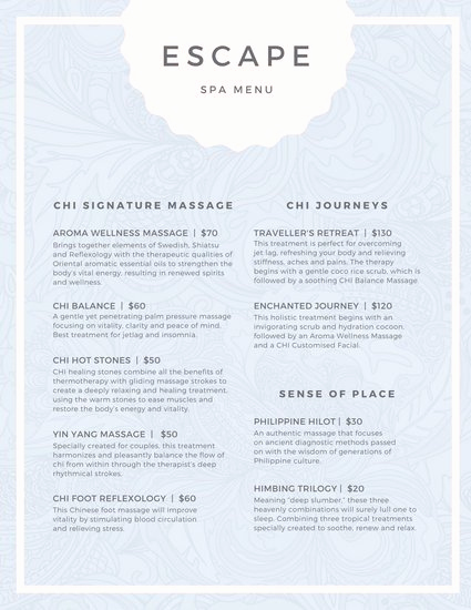 Spa Menu Template Free Best Of Pastel Pattern Spa Menu Templates by Canva