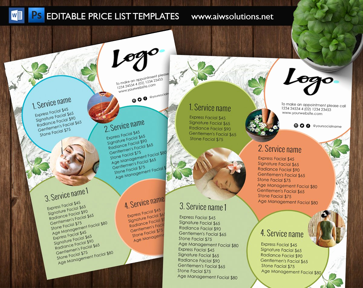 Spa Menu Template Free Lovely Spa Menu Price List Id09 Flyer Templates Creative Market