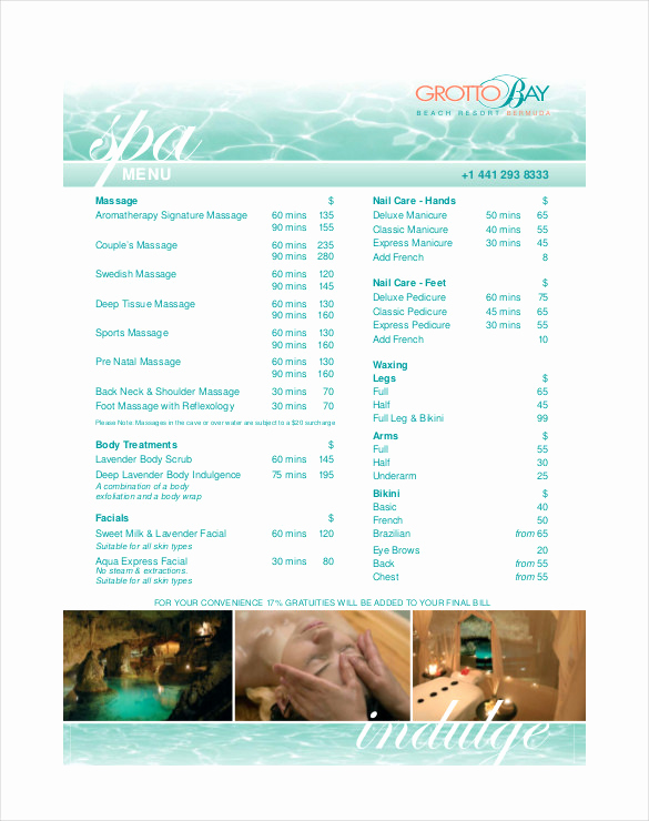 Spa Menu Template Free Luxury Salon Menu Templates Free – Jurjur