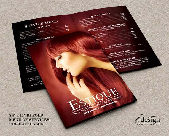 Spa Service Menu Template Awesome Items Similar to Hair Salon Service Price List