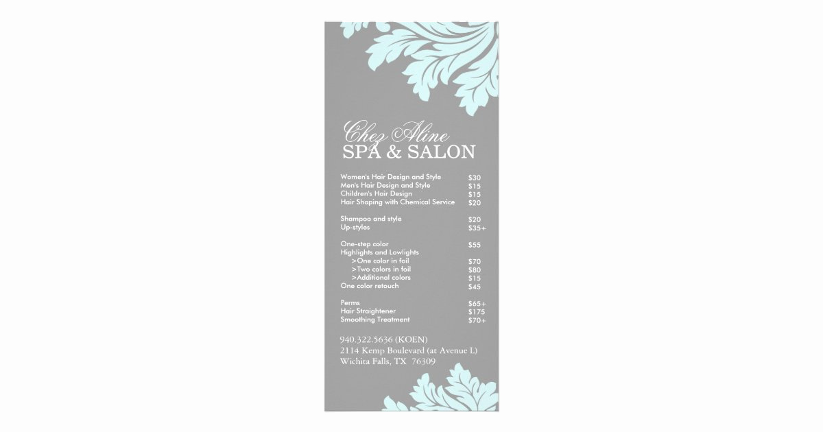 Spa Service Menu Template Beautiful Salon and Spa Service Menu