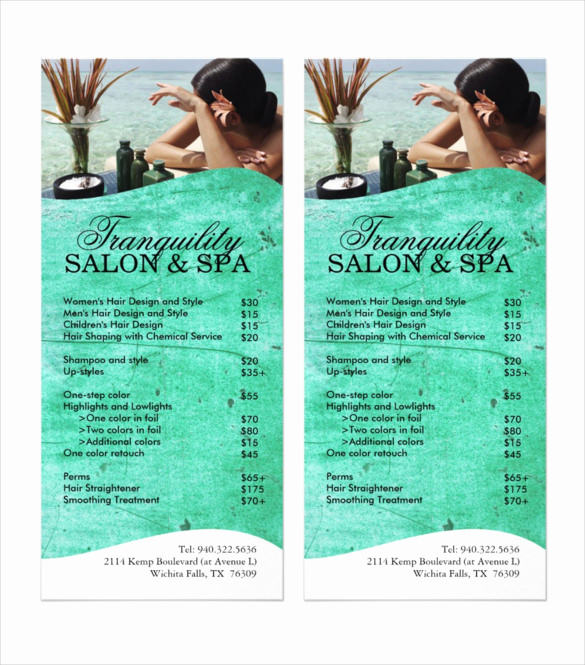 Spa Service Menu Template Fresh 24 Spa Menu Templates – Free Sample Example format