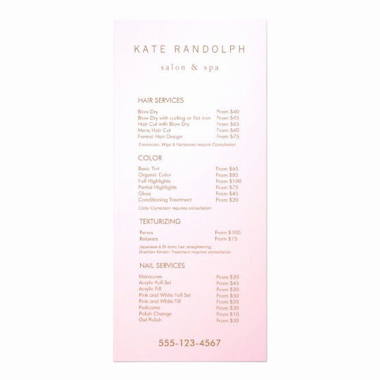 Spa Service Menu Template Fresh Simple Pink Ombre Salon Price List Service Menu