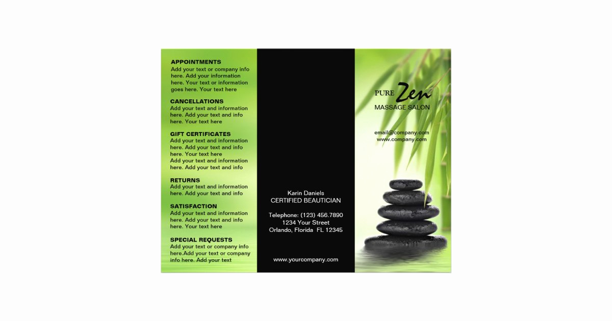 Spa Service Menu Template Fresh Spa Massage Salon Service Menu Brochure Template