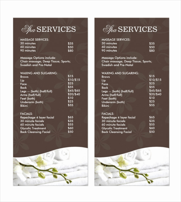 Spa Service Menu Template Luxury 24 Spa Menu Templates – Free Sample Example format