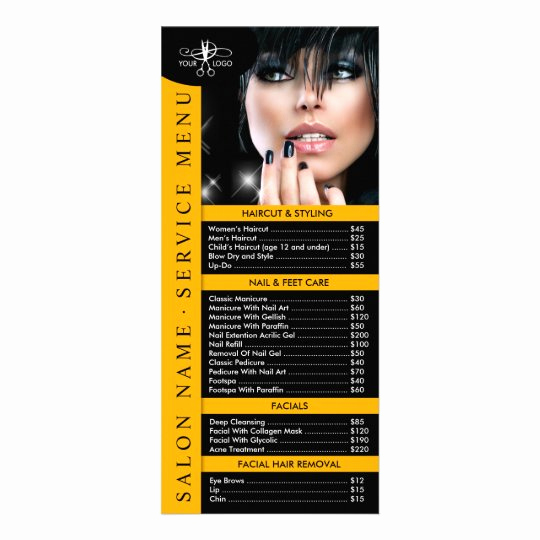 Spa Service Menu Template Unique Hair Nail Salon Service Menu with Price List
