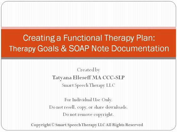Speech therapy soap Notes Template Elegant Creating A Functional therapy Plan therapy Goals &amp; soap