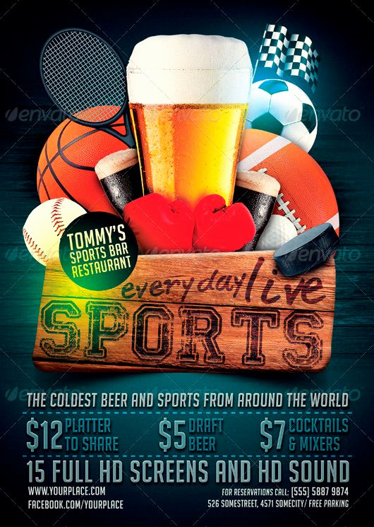 Sports Bar Menu Template Beautiful Sports Bar Flyer Template